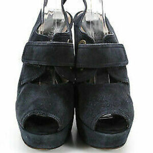 Marni Navy Blue Suede Platform Heels EU 38, US 8